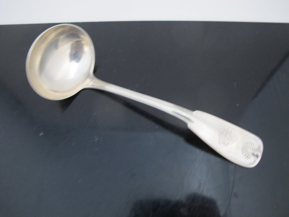 Antique 1871 TIFFANY Sterling Silver PALM Engraved 7" Gravy Ladle Pair