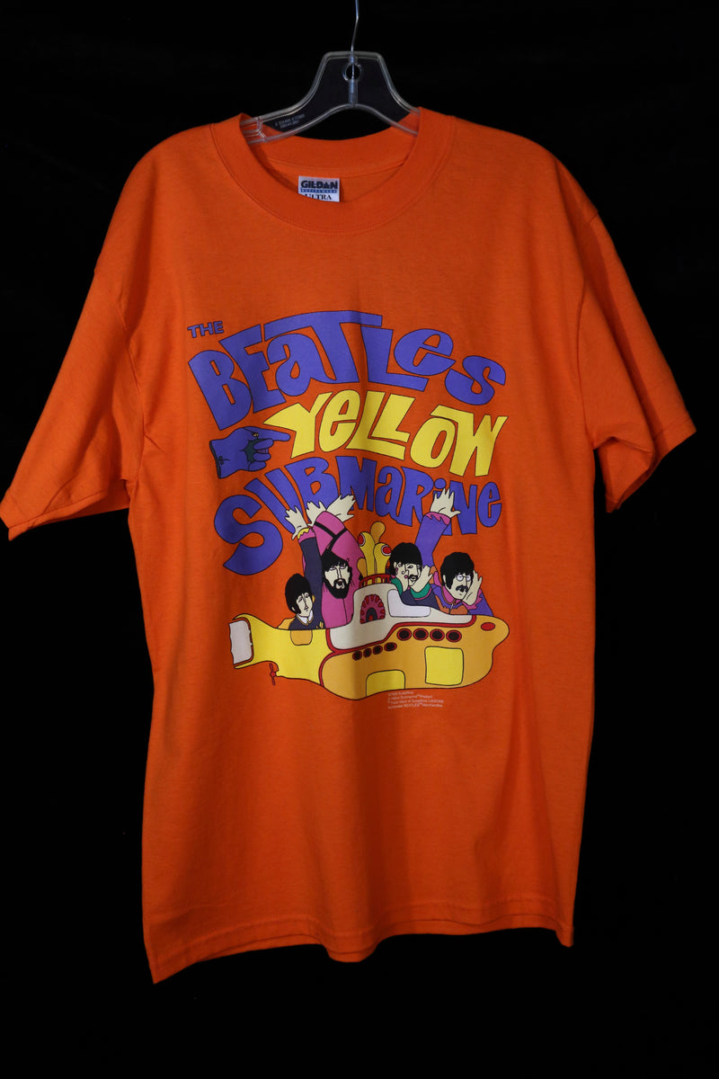 Vintage 90's Beatles Yellow Submarine T-Shirt Fab Four Riding Sub