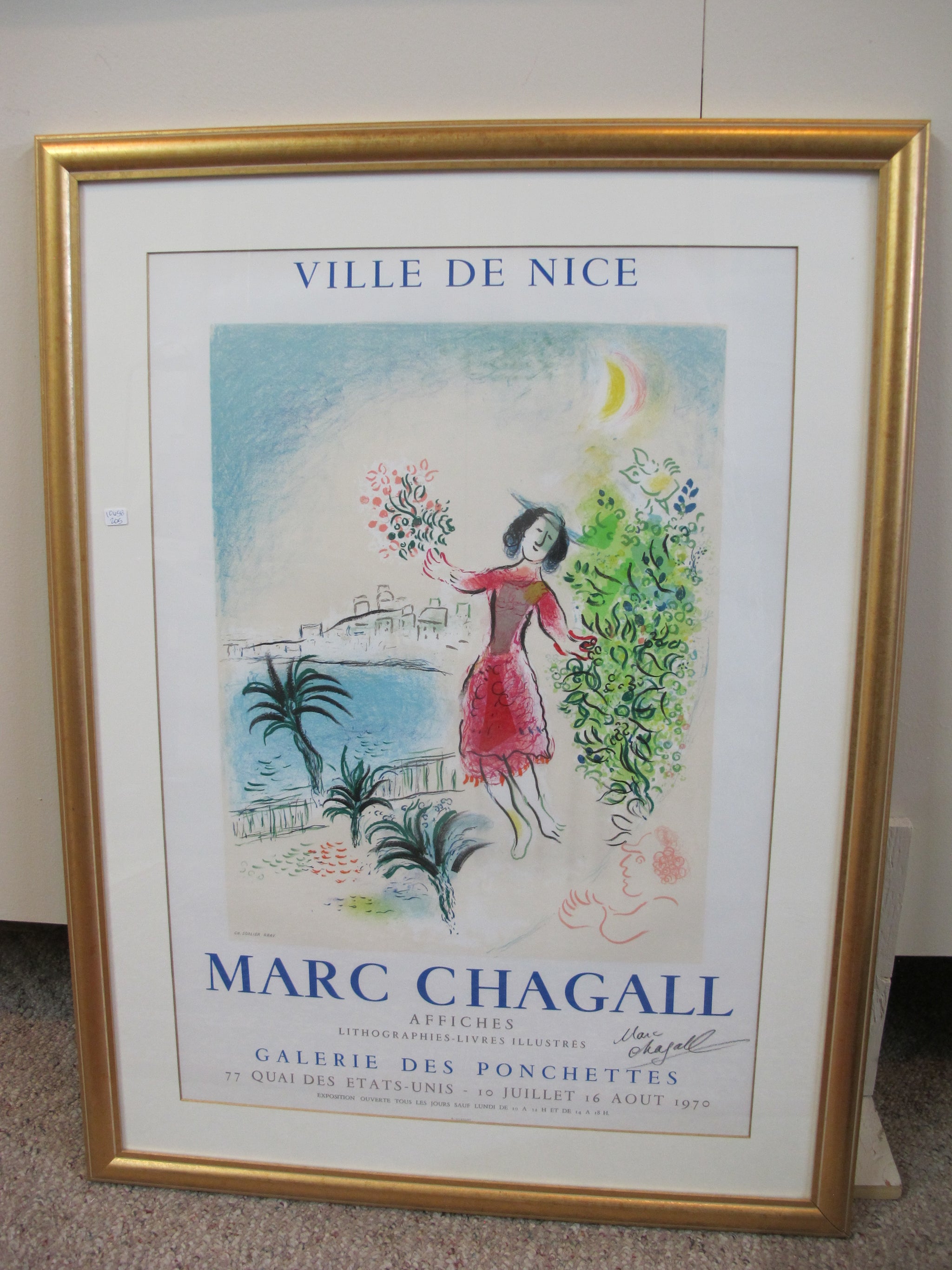 Homage MARC CHAGALL Ville de Nice Signed Framed PONCHETTES
