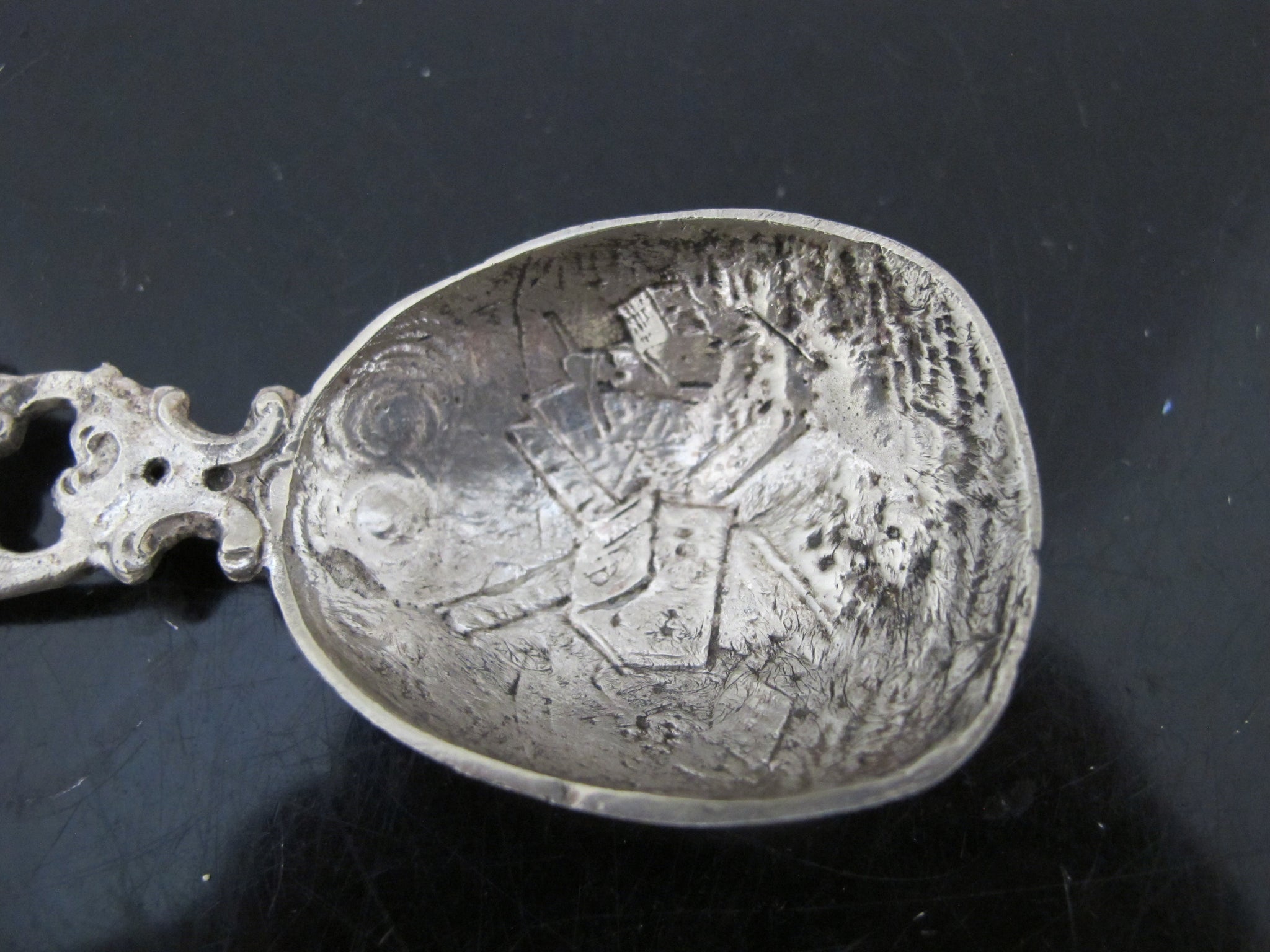 Antique DUTCH Nickel Silver Souvenir ALPACCA Windmill Ship Handle