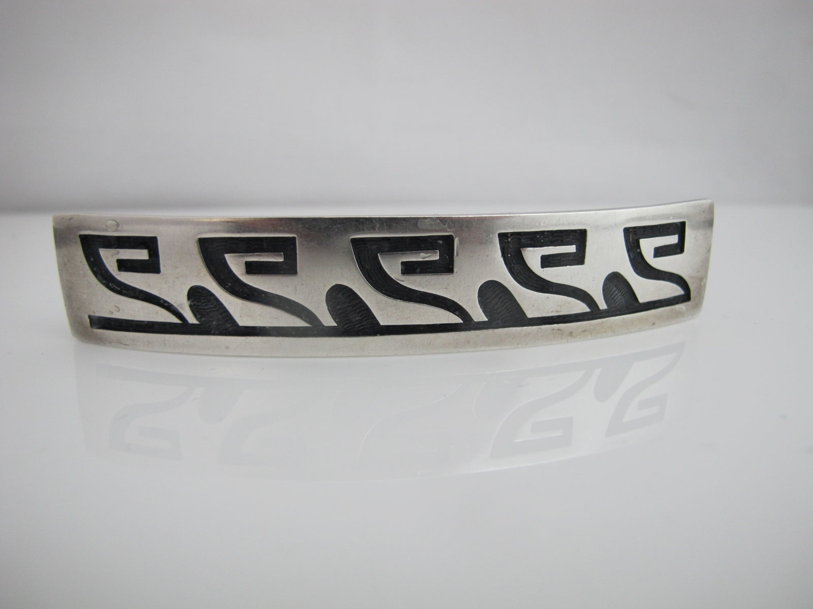 Sterling Vintage New Hopi Geometric Waves Barrette Hand-Crafted-Hopi-Silver-Wave-  main image 2