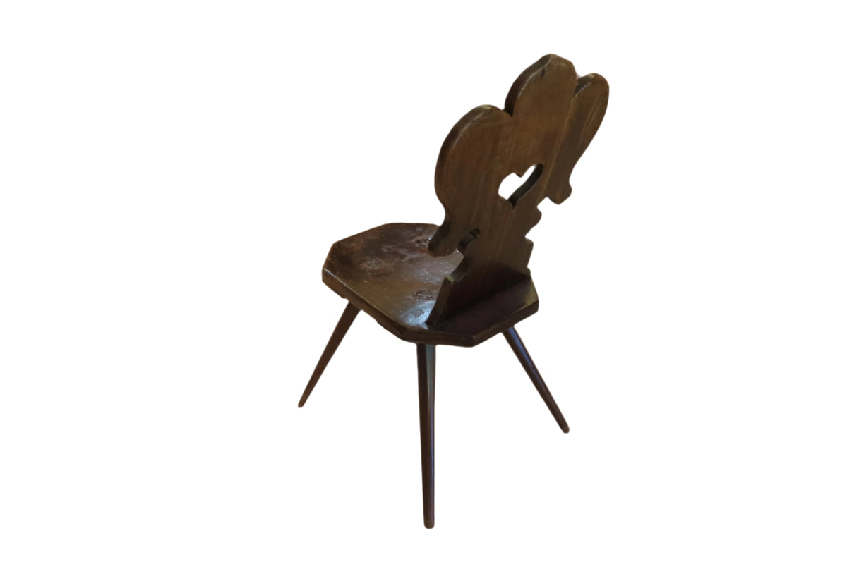 Hand Crafted Primitive Style Bavarian Wooden Chair With Carved Lion ...