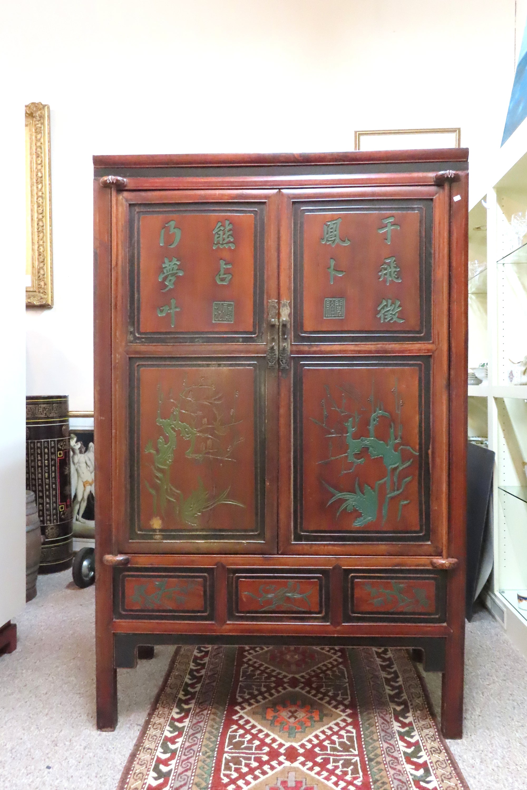 Late 19th Century Chinese Hand Painted Wedding High Boy Cabinet – The Late 19th Century Chinese Hand Painted Wedding High Boy Cabinet – The
