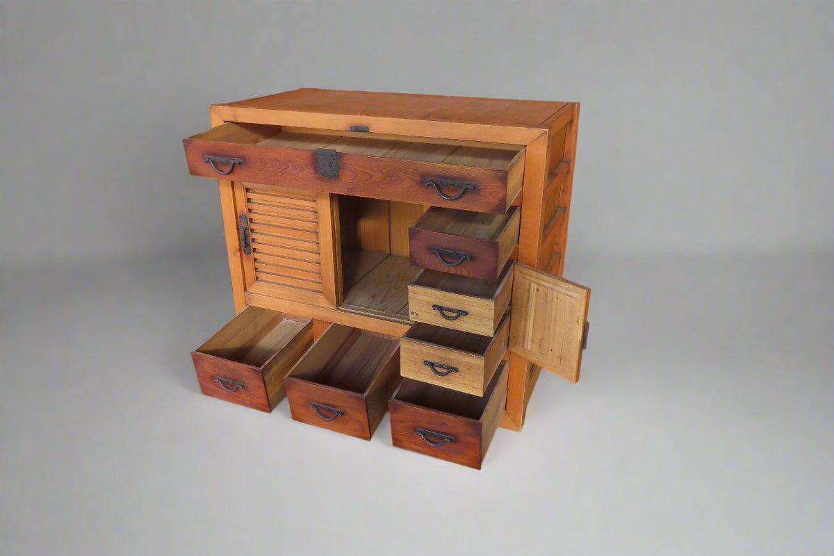 Antique Japanese Traditional Tansu With Original Hand Wrought Iron Har ...