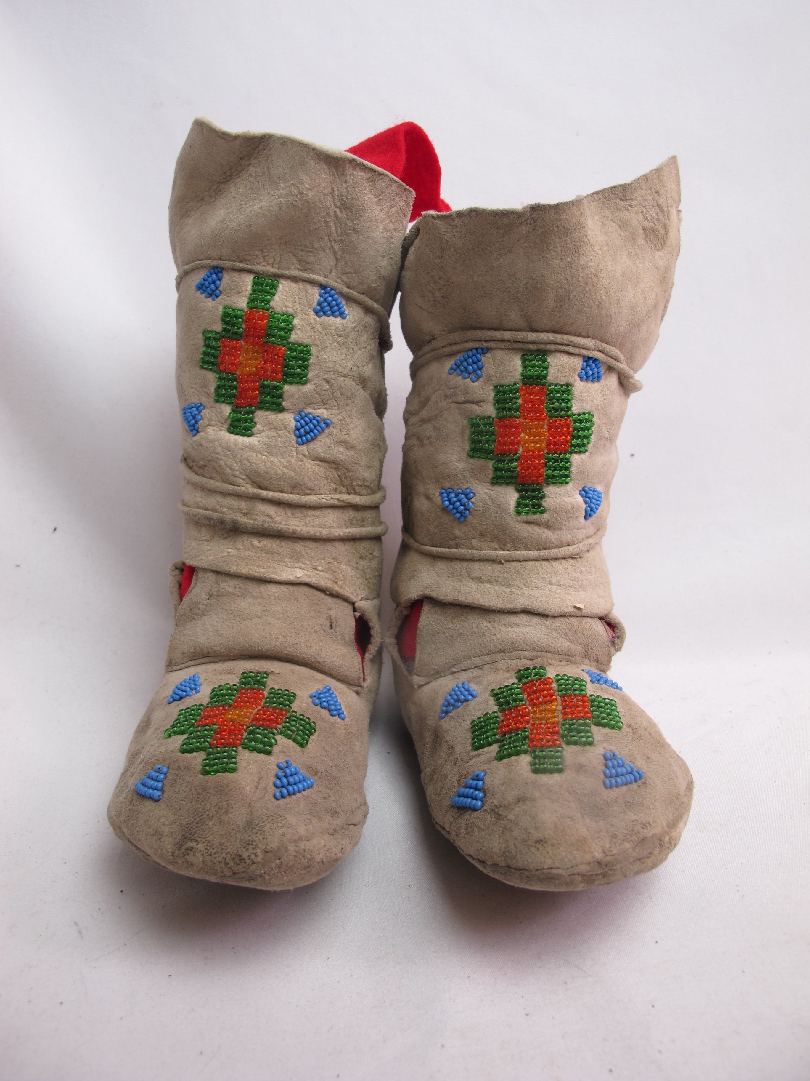 Native American Nez Perce? Beaded Child High Top Moccasin BOOTS