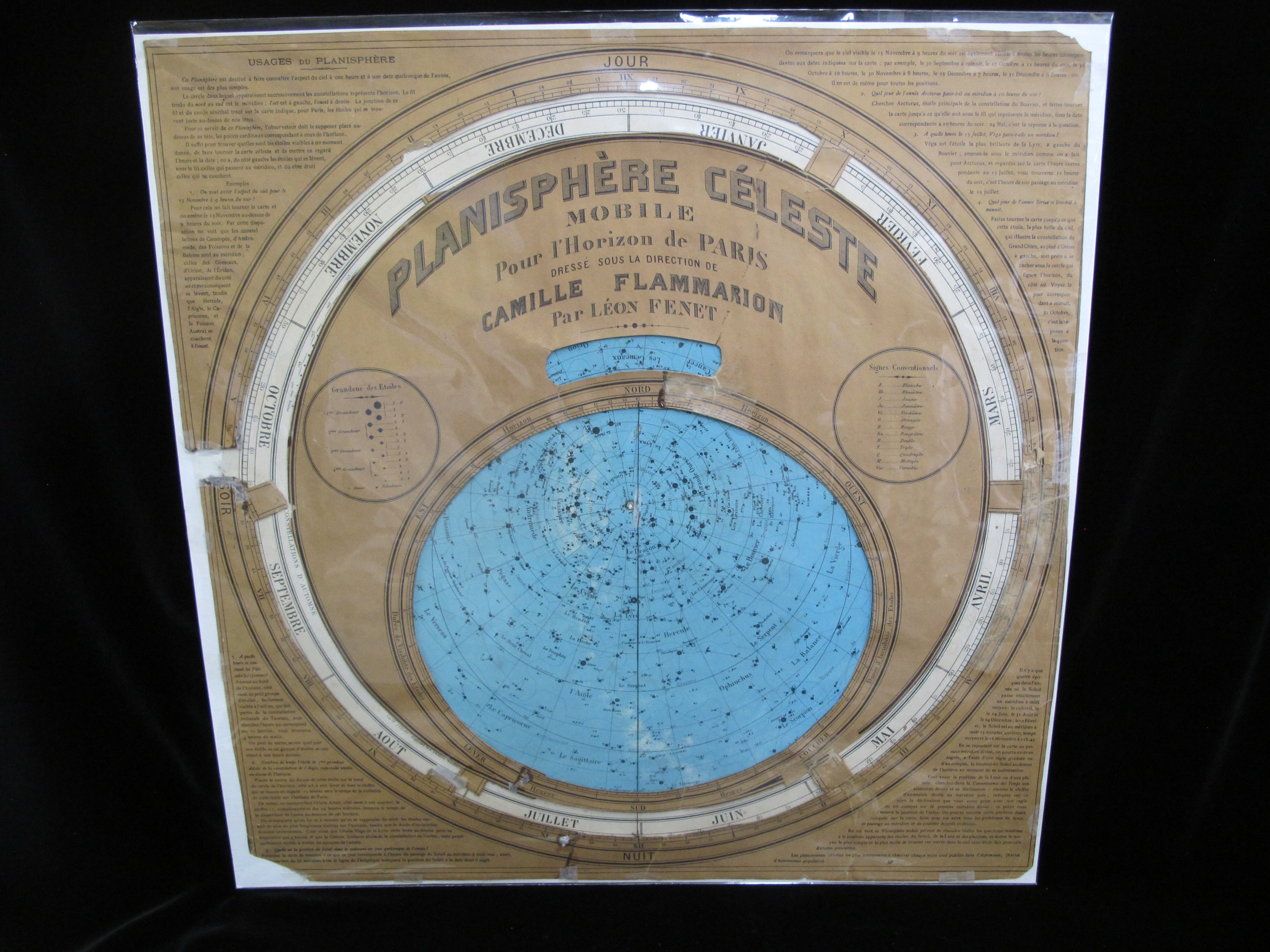 MAPPEMONDE Antique 1837 CV Monin Armand-Aubree Map of Hemispheres & SOLAR  SYSTEM