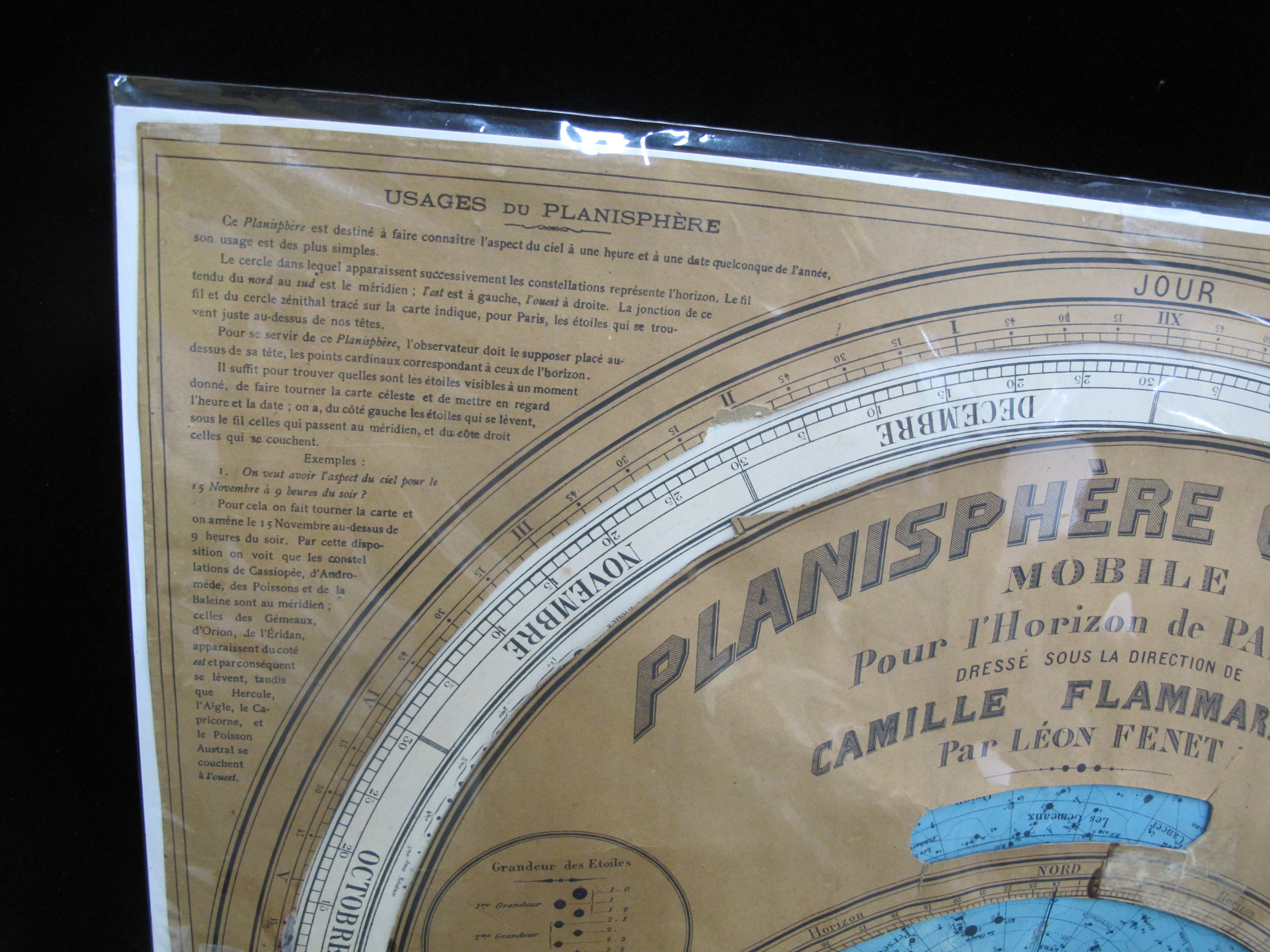 MAPPEMONDE Antique 1837 CV Monin Armand-Aubree Map of Hemispheres & SOLAR  SYSTEM
