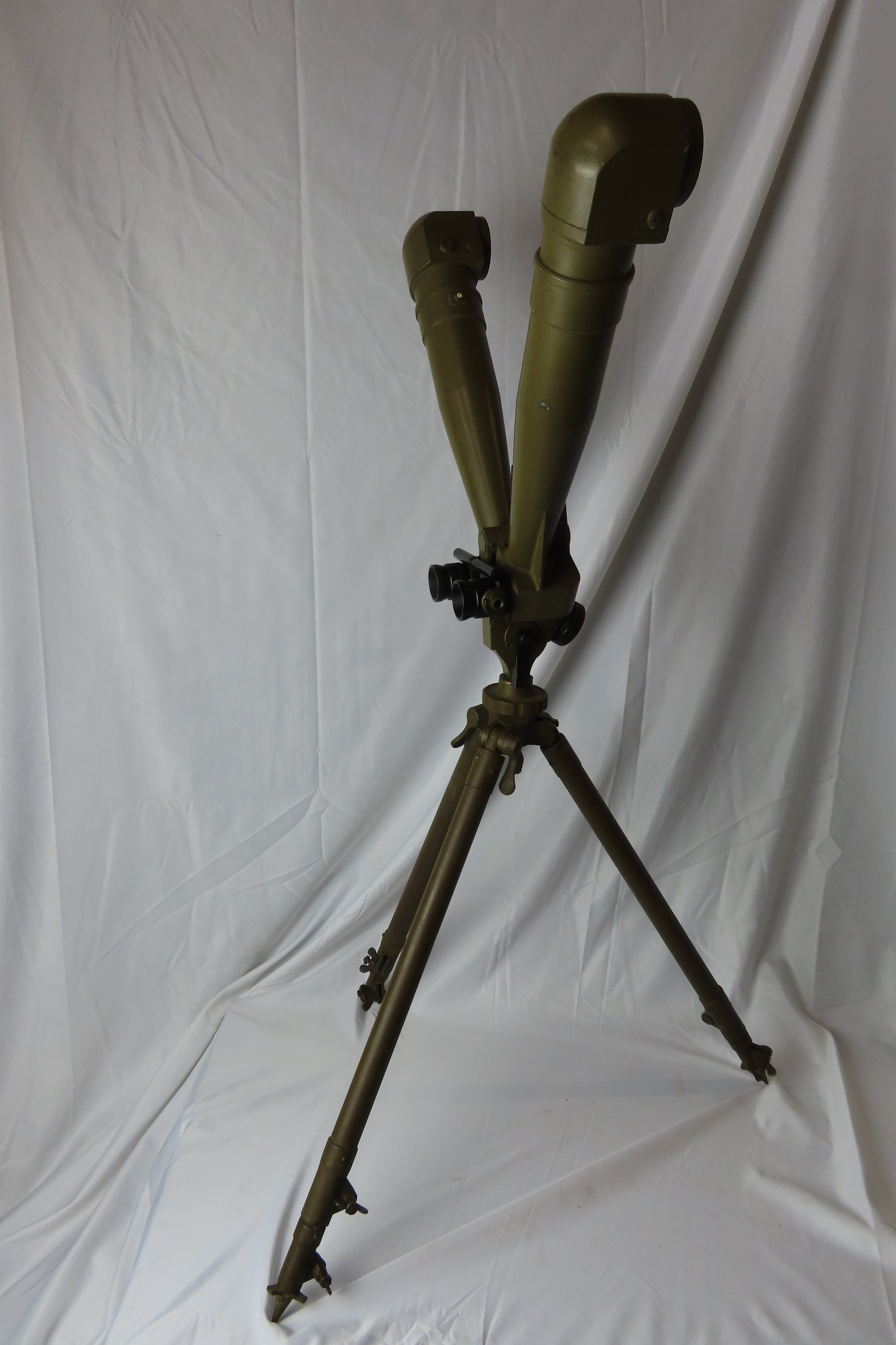 Large WWII-Era 10x Trench Binoculars w/Stand, Excellent Condition